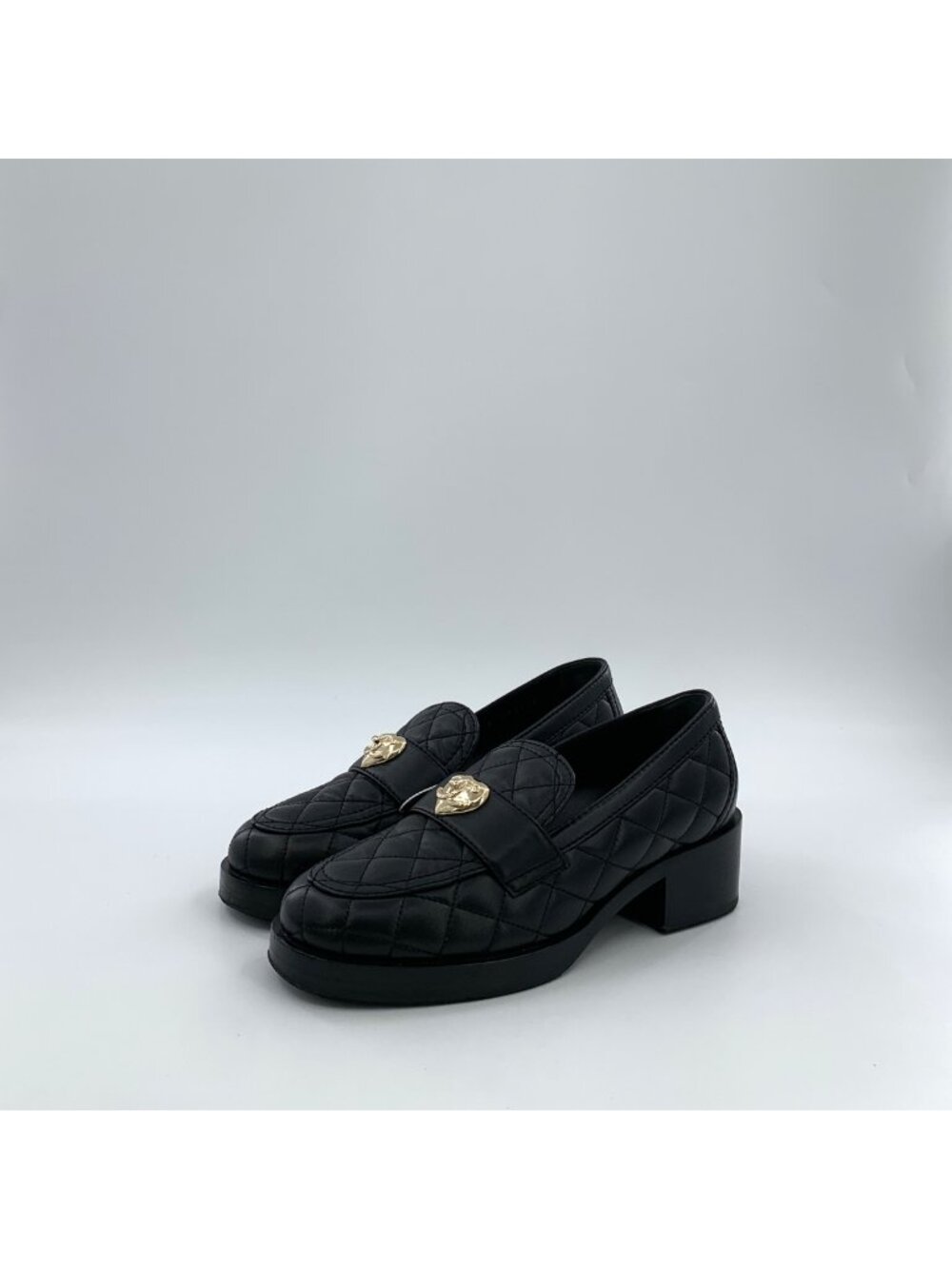 Chanel Black Leather Round-Toe Flat Shoes